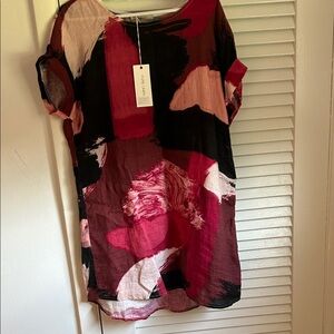 New all linen funky art print dress